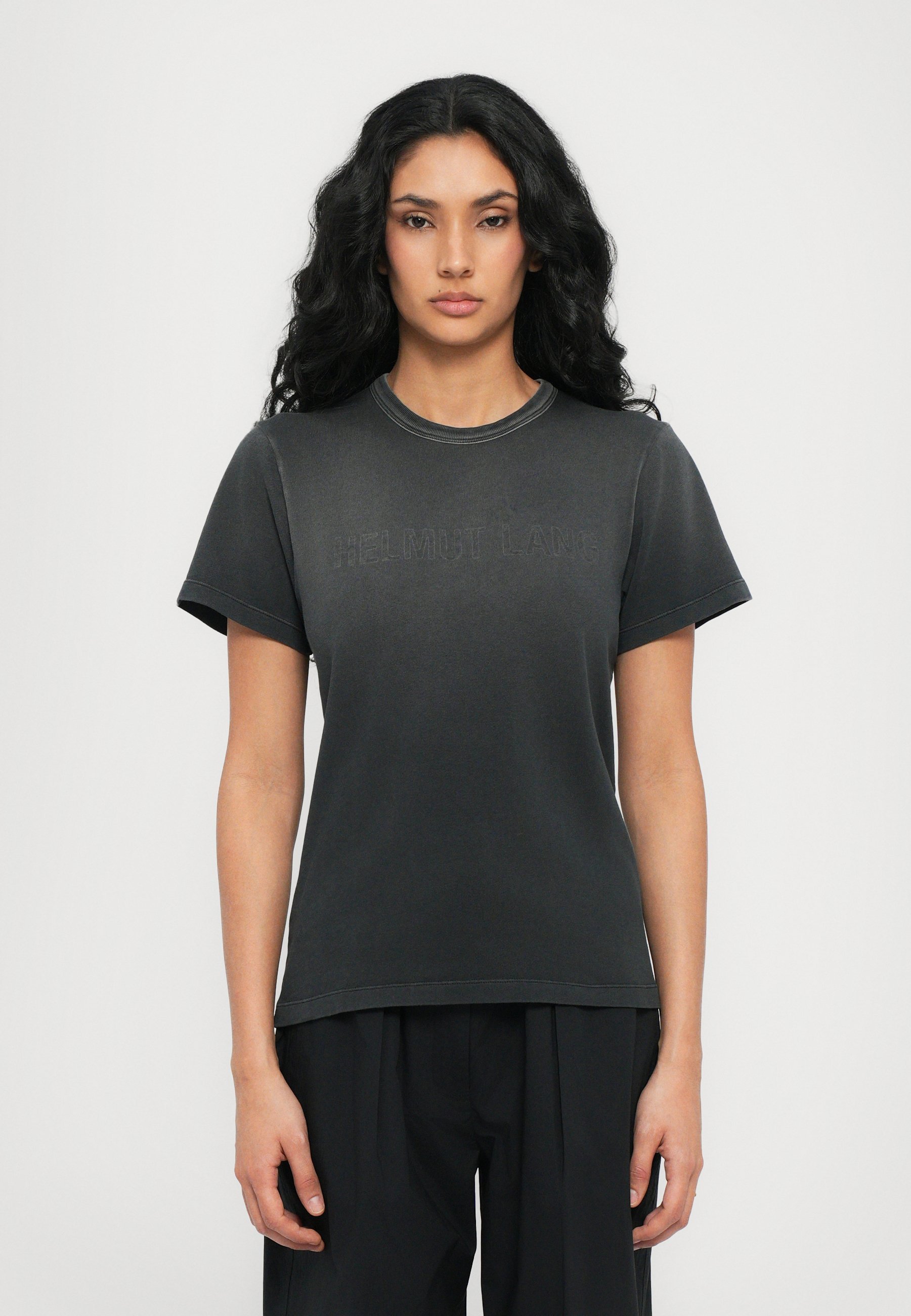 Helmut Lang LOGO SLIM TEE - Bedrucktes T-Shirt - Schwarz