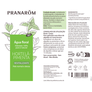 Pranarôm Revitaliserende Blomstervann Peppermynte Blomstervann Hydrosol Hud Helse 150 ml 150 ml