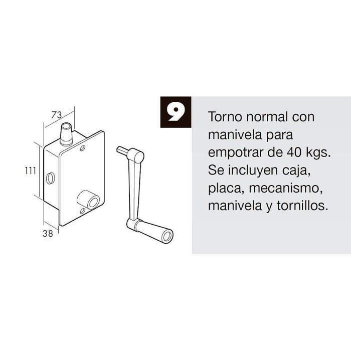 Shutter accessory - Hand crank winch - Aluminum - Recessed - 40 kg max - Gray