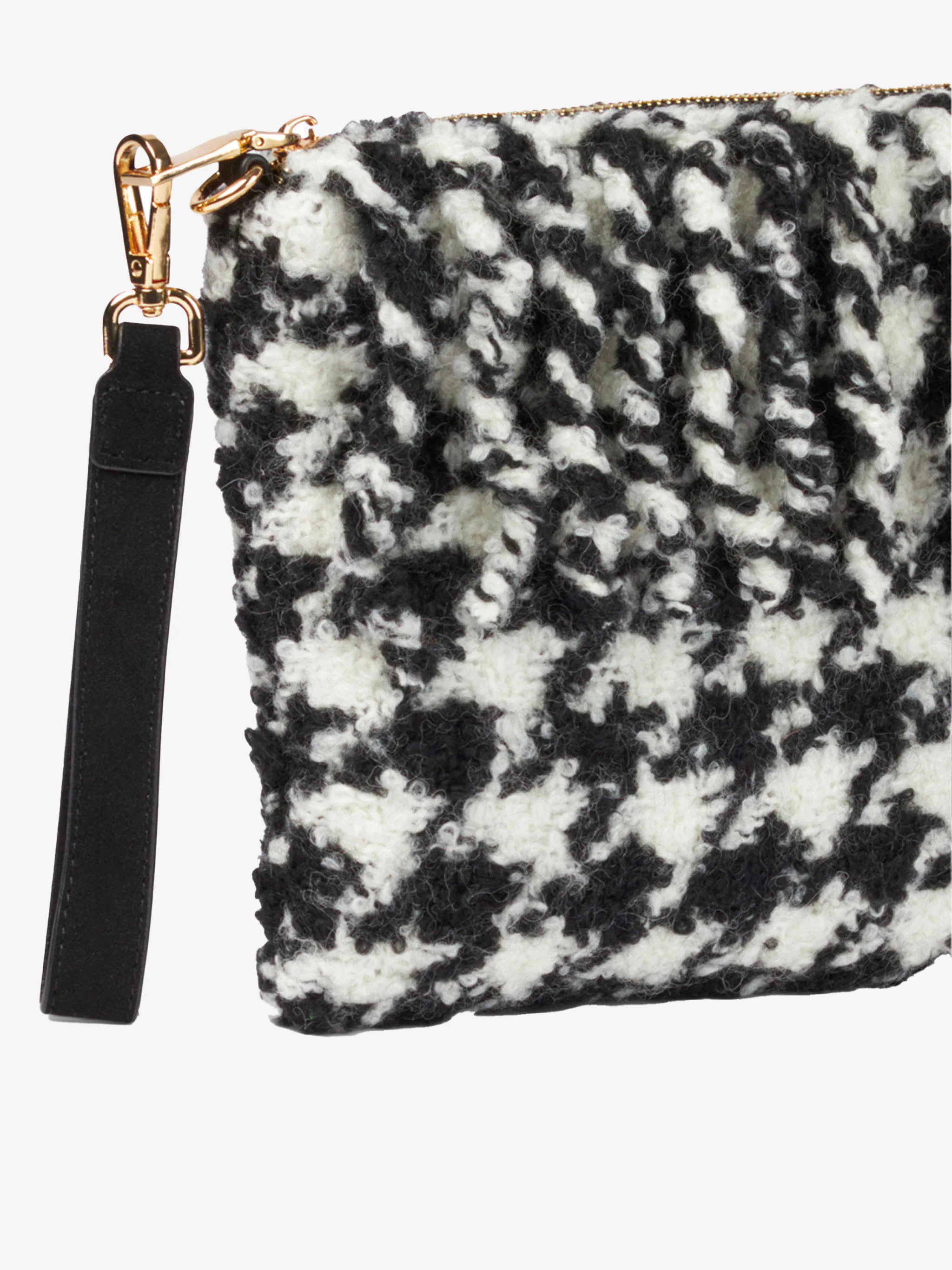 Pochette d'épaule parisienne recouverte à motif pied-de-poule