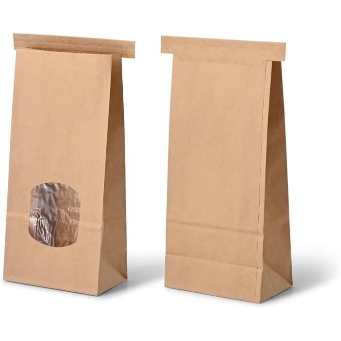 Bolsas de fondo plano - BIOXOYG - Talla XS - 500 unidades - Papel kraft marrón - Ventana de película de PP