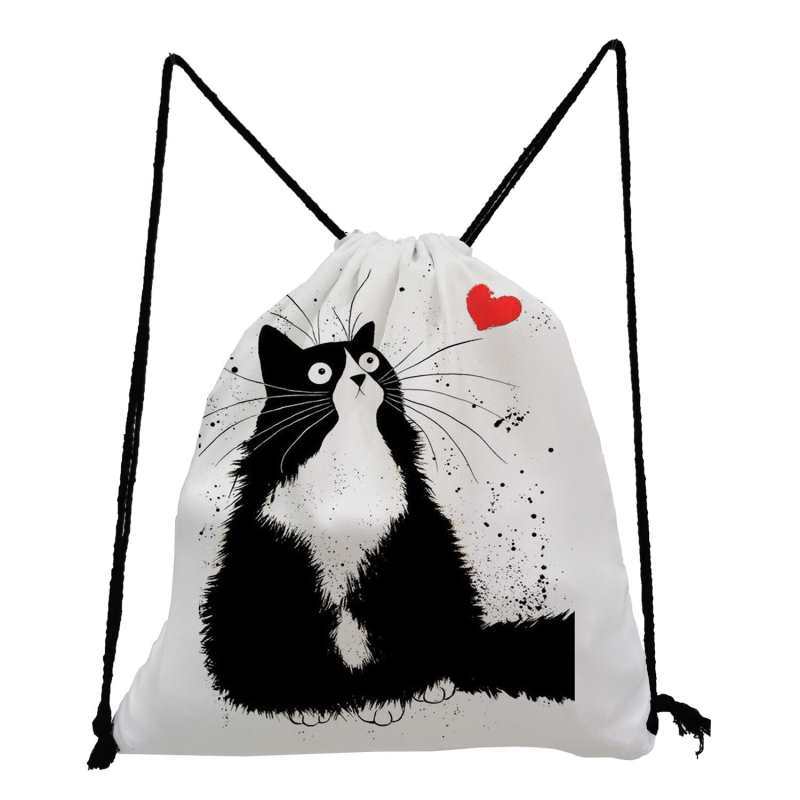 Sac à cordon noir à cordon, sac à dos tendance pour enfant, sac à livres pour adolescent, sac cadeau, sac de rangement, sac de voyage souple