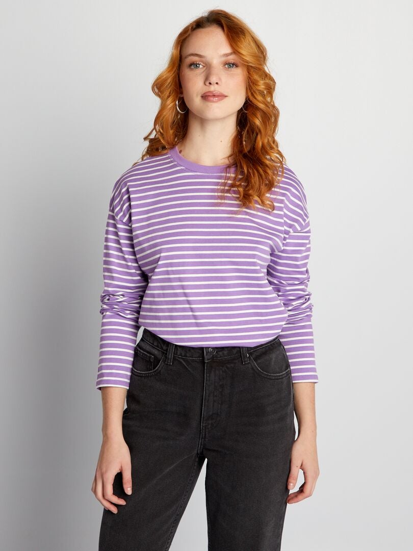 Jersey matrozen T-shirt - Paars
