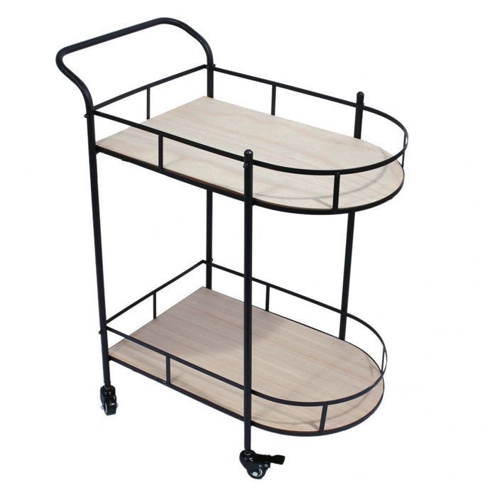 Carrito rodante de 2 niveles - Ancho 68 x Profundidad 39 x Alto 79,6 cm - Negro
