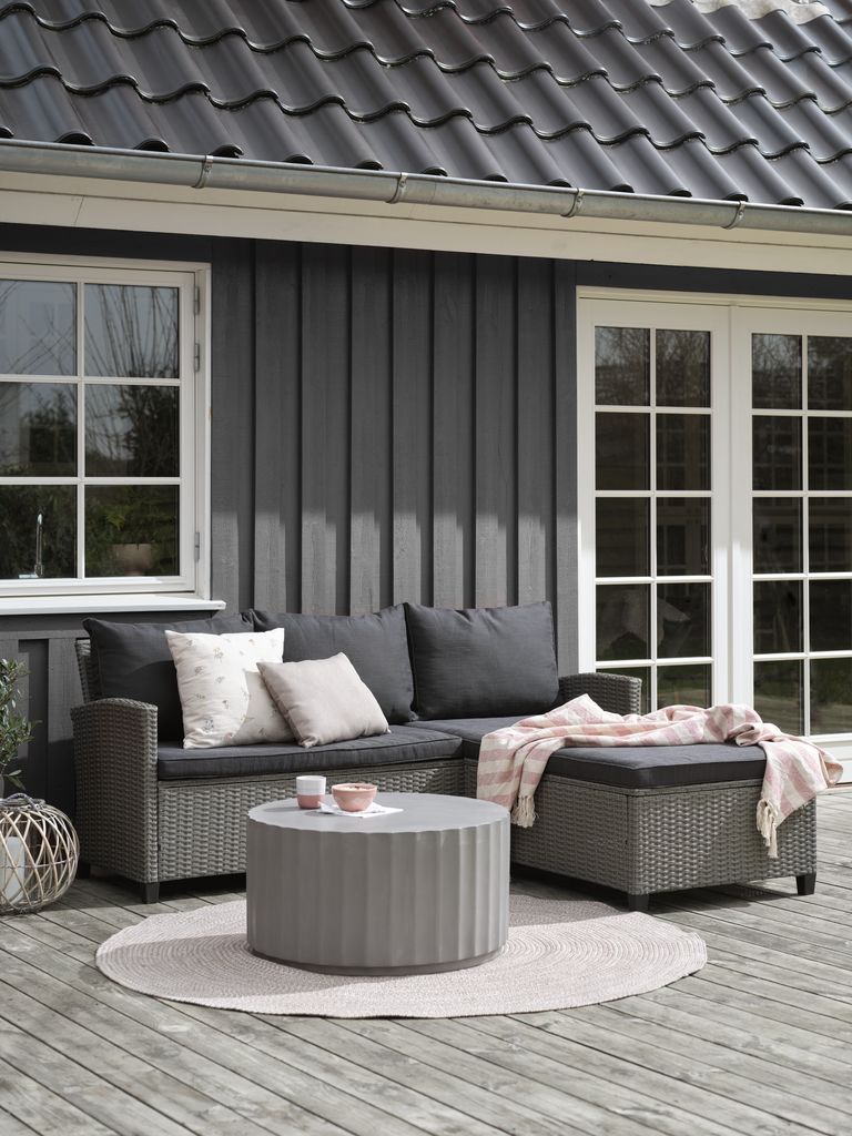 ONDRUP trivietė sofa su gultu, pilka
