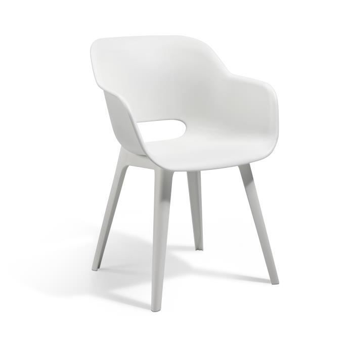 ALLIBERT JARDIN Table LIMA 160x100cm - Capuccinno + 2 lots de 2 fauteuils AKOLA Blanc - Résine