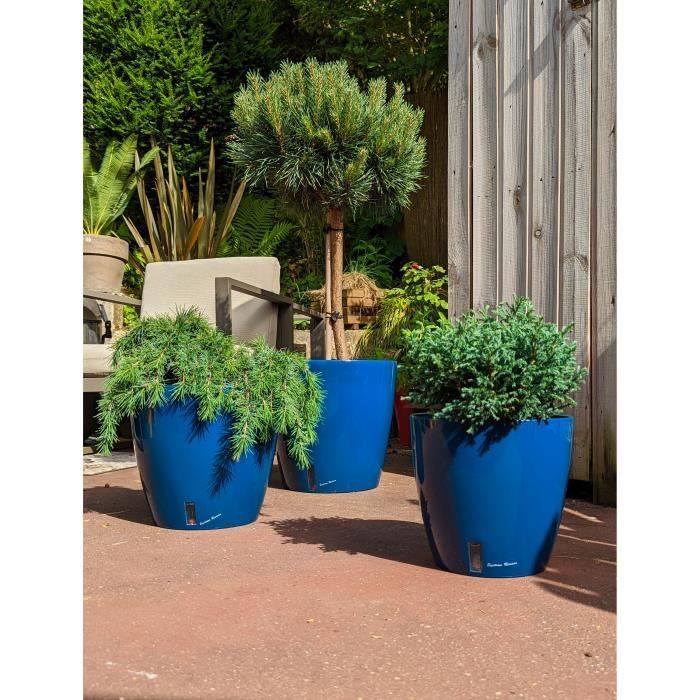 Vaso de flores redondo - RIVIERA - EVA NOVO - Plástico - D45 x A45 cm - Azul