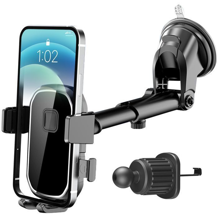 Phone holder - BRILLSTEN - M4 - 360° rotation - Suction cup and vent - Flexible attachment
