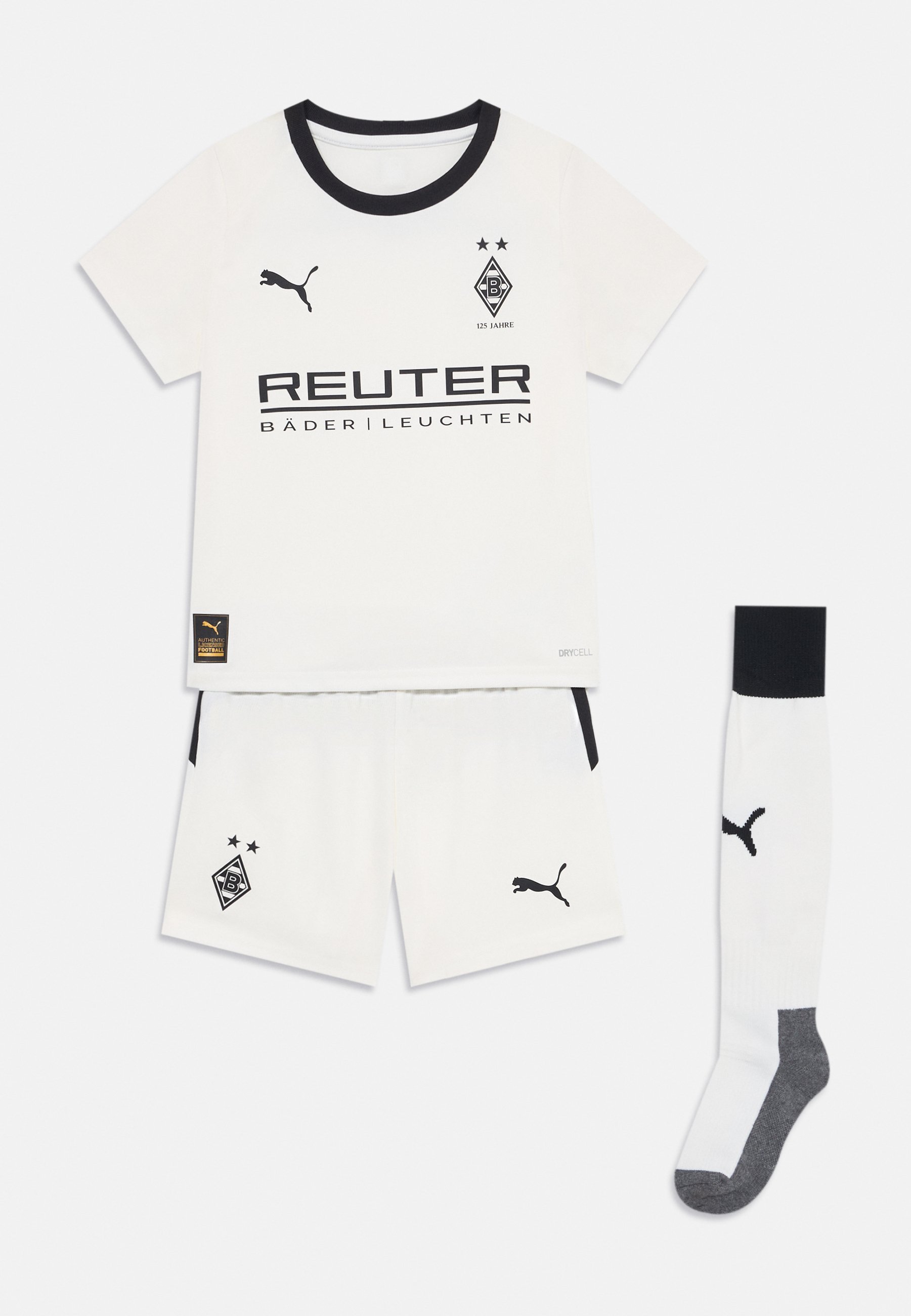 Puma BORUSSIA MÖNCHENGLADBACH 25/26 MINIKIT UNISEX SET - Clubkleding - warm wit/zwart