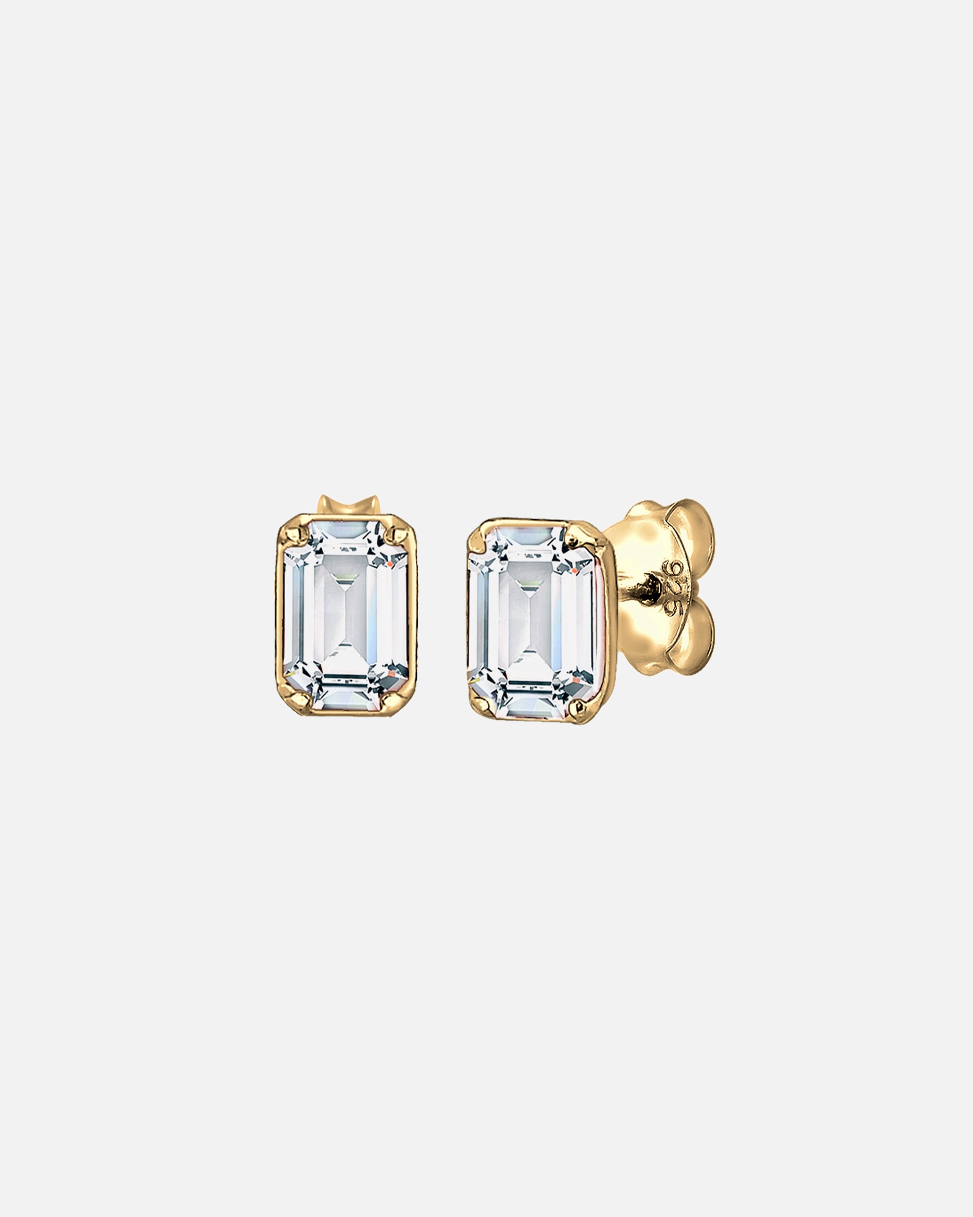 Elli Femmes Clous d'oreilles Basique Rectangle Geo avec Cristal en Argent 925 Plaqué Or