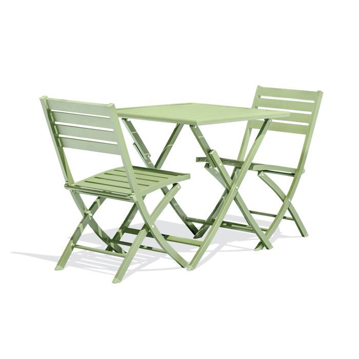 Ensemble repas de jardin 2 places en aluminium vert lagune - Vert lagune