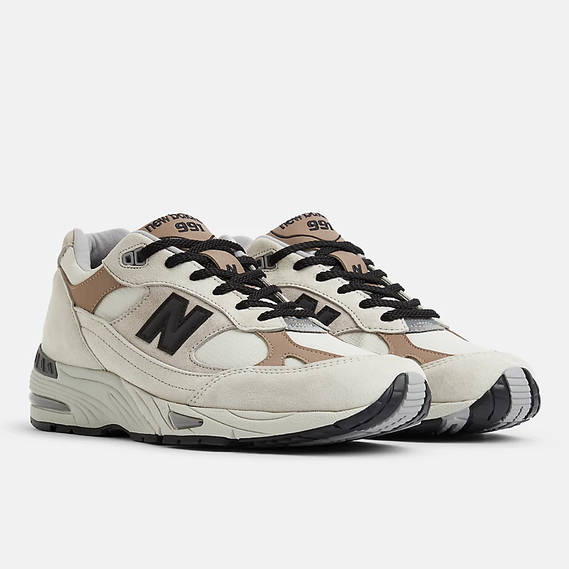 Męskie buty MADE in UK 991v1 Urban Winter - Pelican z Island Fossil i prażonymi orzechami nerkowca