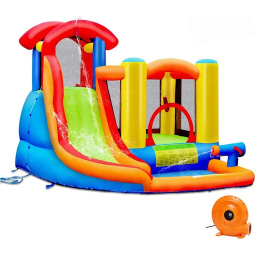 Château gonflable avec toboggan et souffleur de 400-450 W
