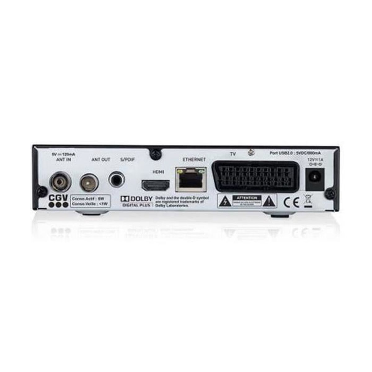 CGV Etimo 2T-c HD Digital Terrestrial Television Receiver/Recorder/Decoder with Dual Tuner + 4K HDMI Cable - French & German Digital Terrestrial Television Channels
