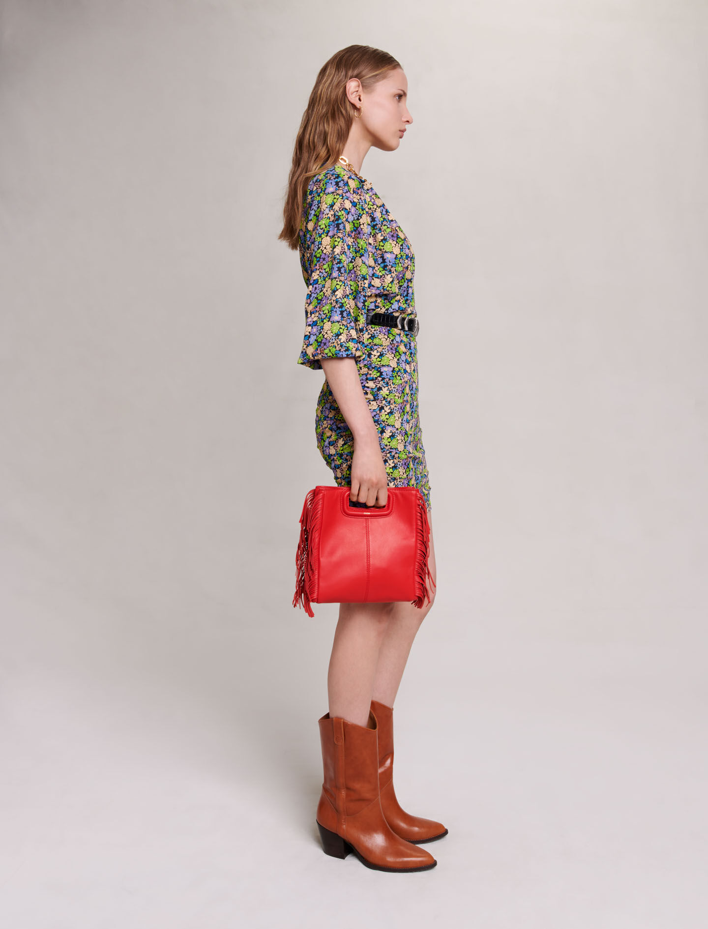 Rochie scurta cu imprimeu floral - Imprimé Primevères Multico