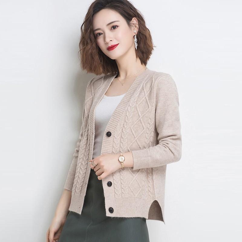 Cardigan casual da donna, nuova collezione autunno 2020, scollo a V, monopetto, vestibilità ampia e comoda, lavorato a maglia, modello P1337