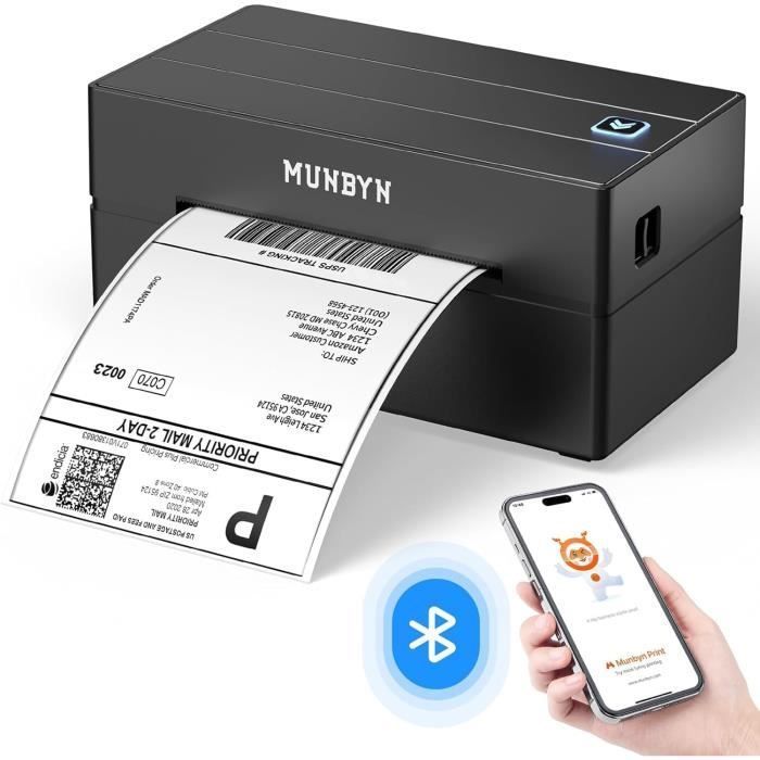 MUNBYN 130B – Bluetooth-Thermodrucker für Etiketten, 40–110 mm, 150 mm/s, 203 dpi
