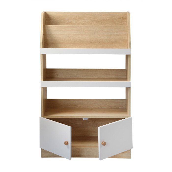 CALICOSY - Children's Storage Shelf with 2 Doors, H106 cm - LEON - Light Wood