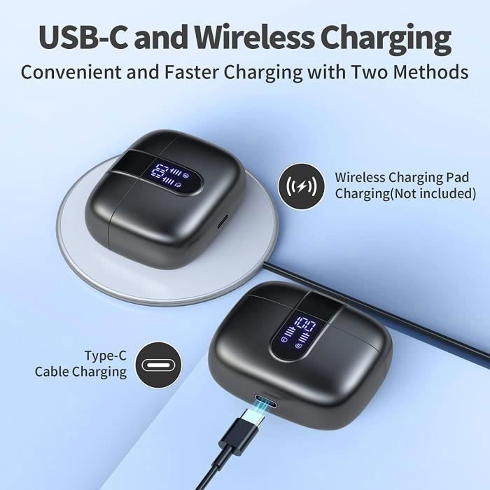 Bluetooth Earphones with 40H Battery Life, 3D HiFi Stereo Sound, Touch Control, IPX7 Waterproof, Wireless Earbuds with USB-C Charging