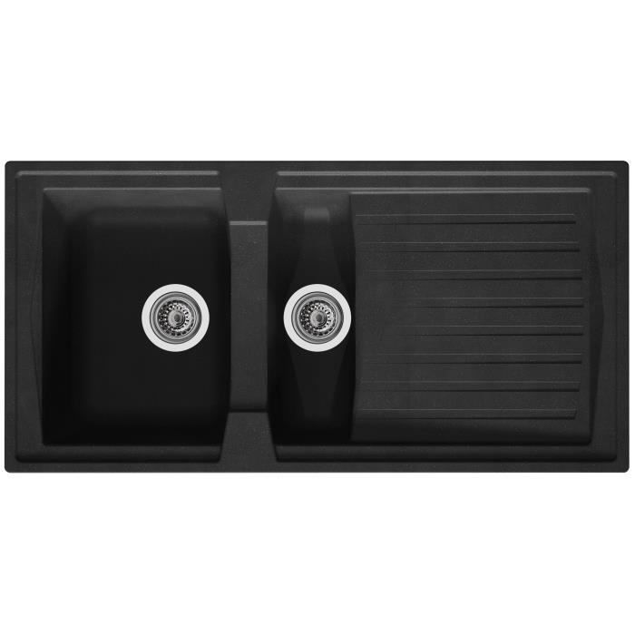 STRADOUR Arena Lavello da incasso a 1,5 vasche + 1 gocciolatoio - Resina - 100 x 50 cm - Nero