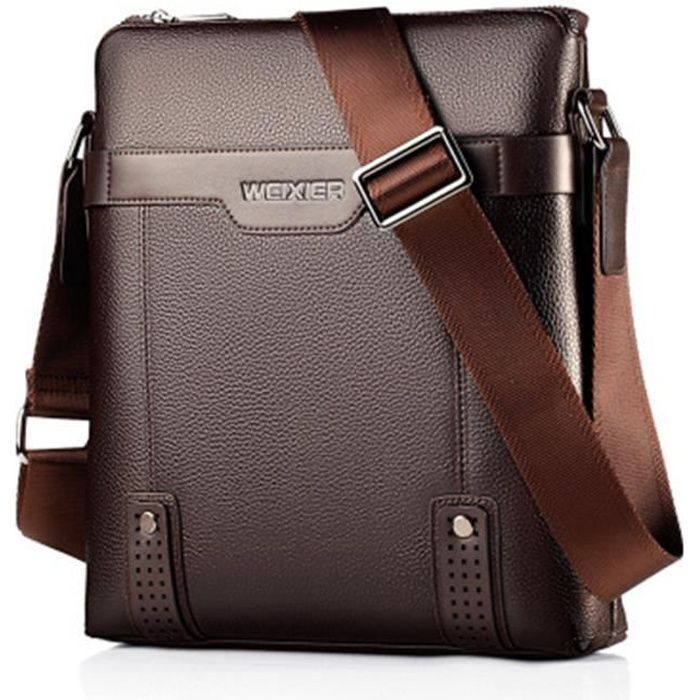 Bolso de hombro - Marrón - Piel sintética - 28x25x6 cm - Estilo ejecutivo - Para hombre