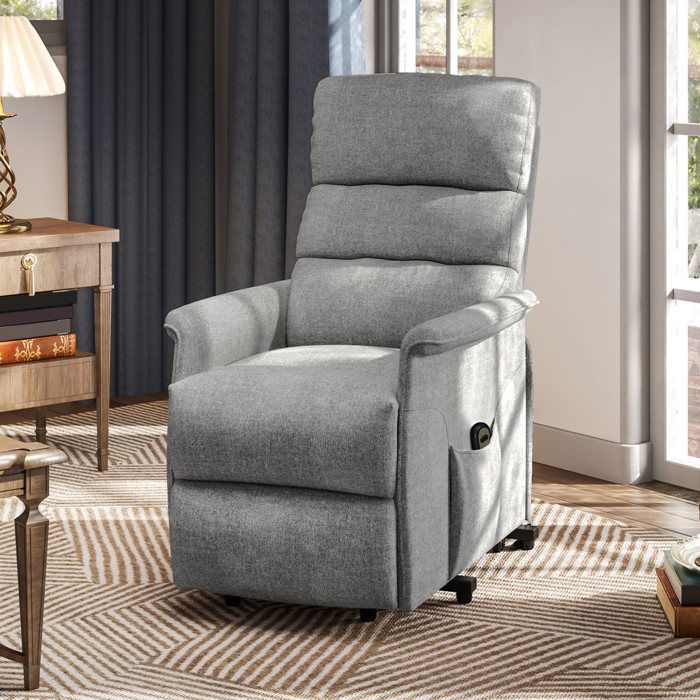 Sillón elevador eléctrico - HOMCOM - reposapiés - respaldo reclinable - mando a distancia con funda - gris