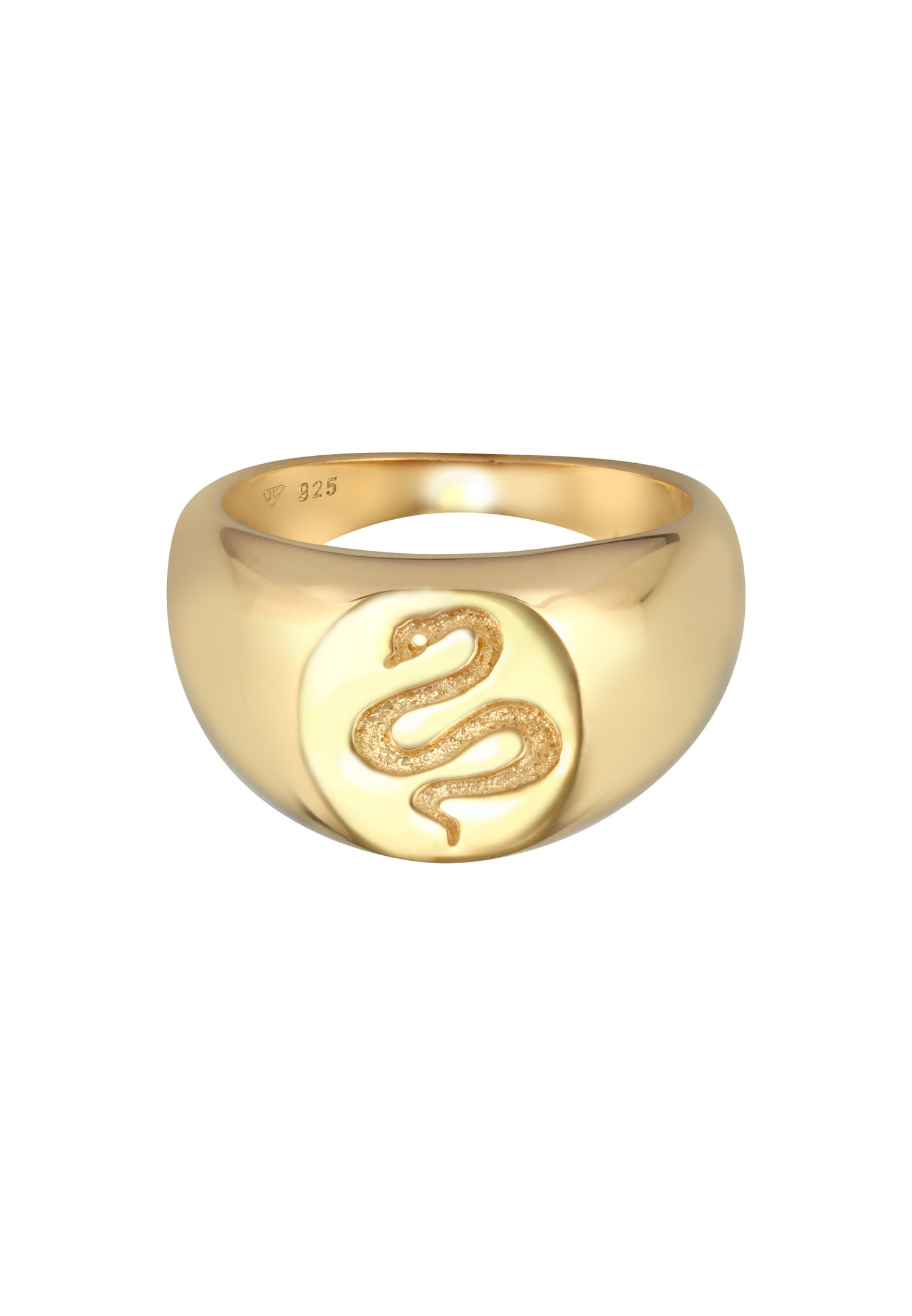 Elli PREMIUM Bague Signet Femme Symbole du Pouvoir du Serpent Chunky en Argent Sterling 925 Plaqué Or
