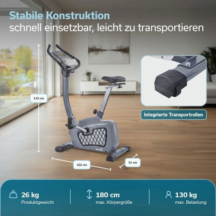 Bicicleta ergométrica Skandika Wiry Ergometer - 24 programas - 32 níveis de resistência - Conectada