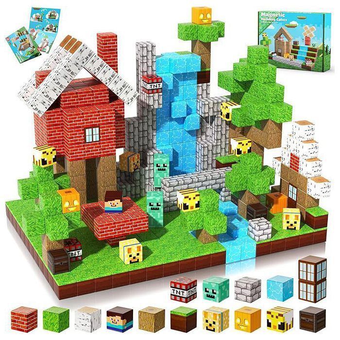 Construction Magnetique Enfant 100 pièces Magnetic Blocks NABAN 3+ Jeux Aimants, Bloc de Cube Magnétique de pour enfants