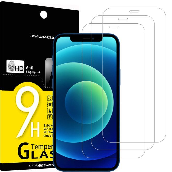 Kit com 3 películas de vidro temperado para iPhone 12 e iPhone 12 Pro (6,1