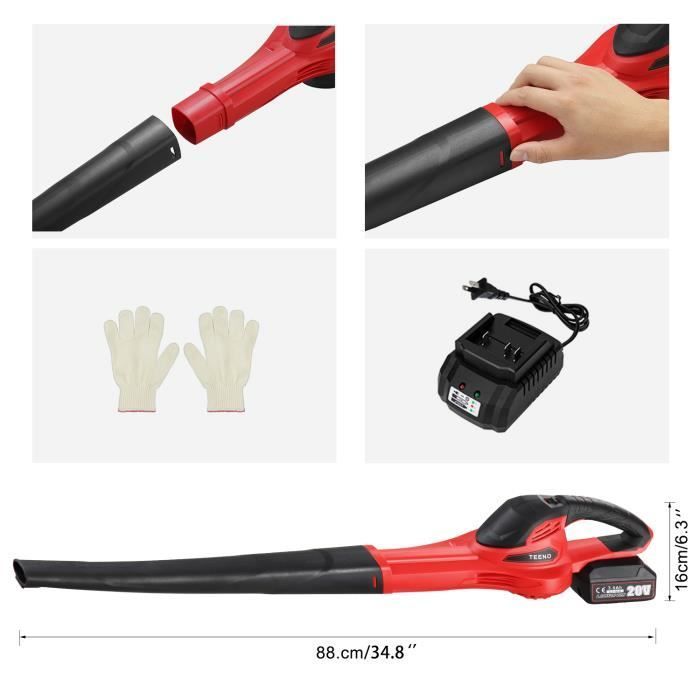 TEENO Draadloze Bladblazer - 20V 3.0Ah Lithium-ion Accu - Blaassnelheid 200 km/u