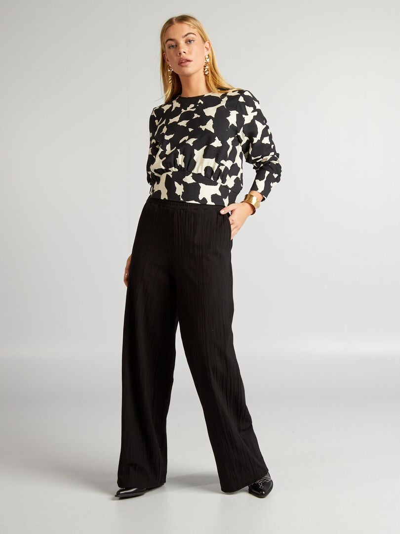 Blouse met lange mouwen en print - ZWART