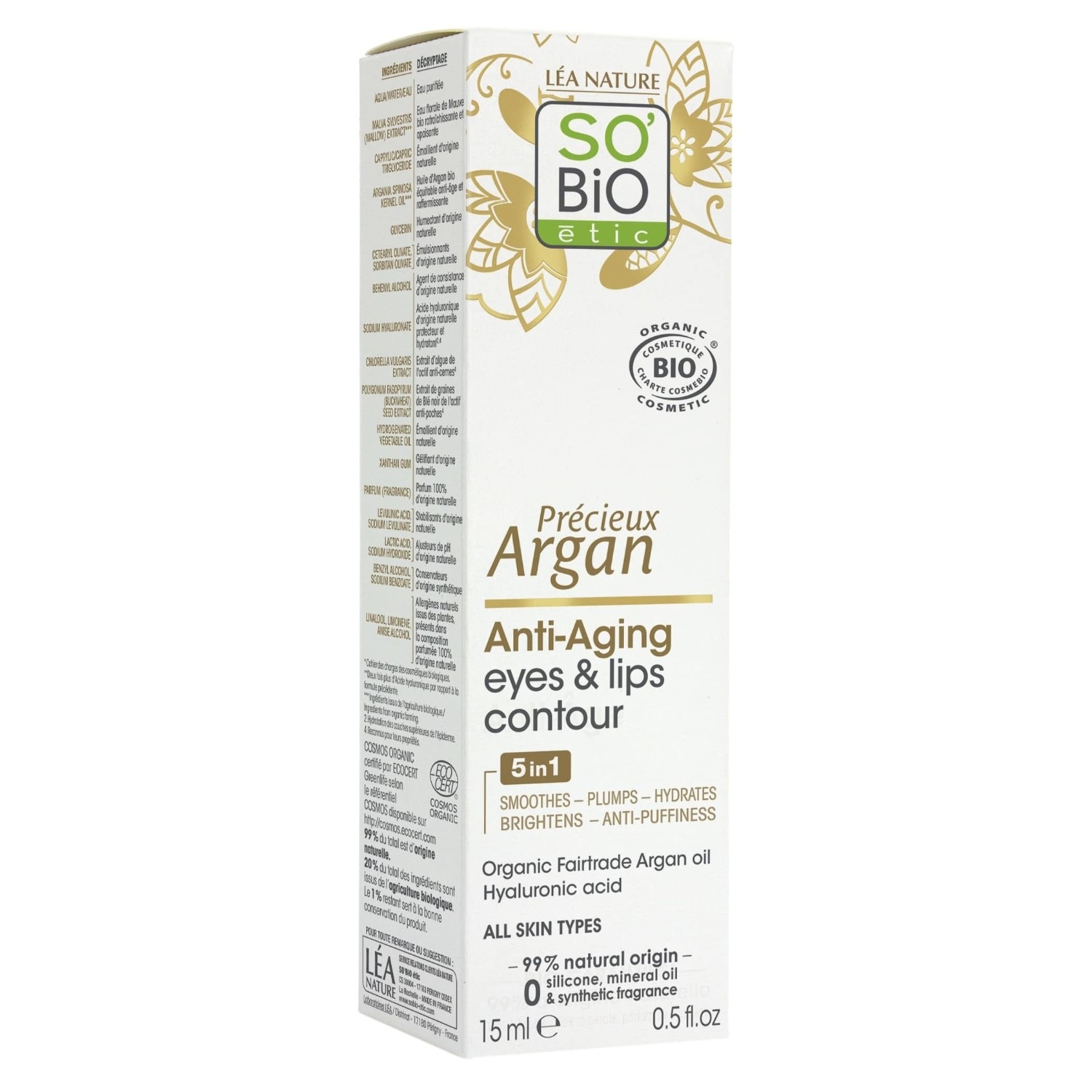 SO BiO étic Contour yeux et lèvres Anti-Âge, Précieux Argan