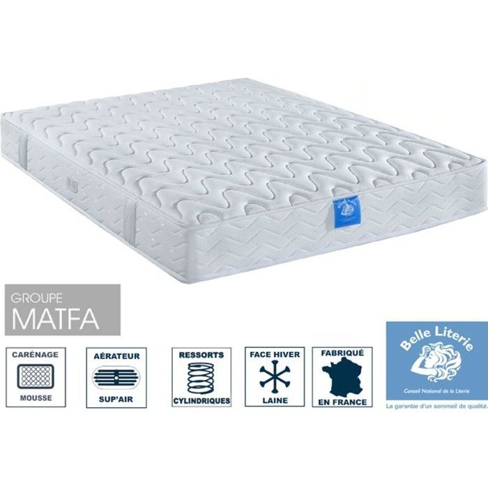 Matelas 120x190 Ressorts - Soutien ferme - Accueil moelleux - Face hiver/Face été - BELLE LITERIE Diadème - 21cm -Fabriqué en France