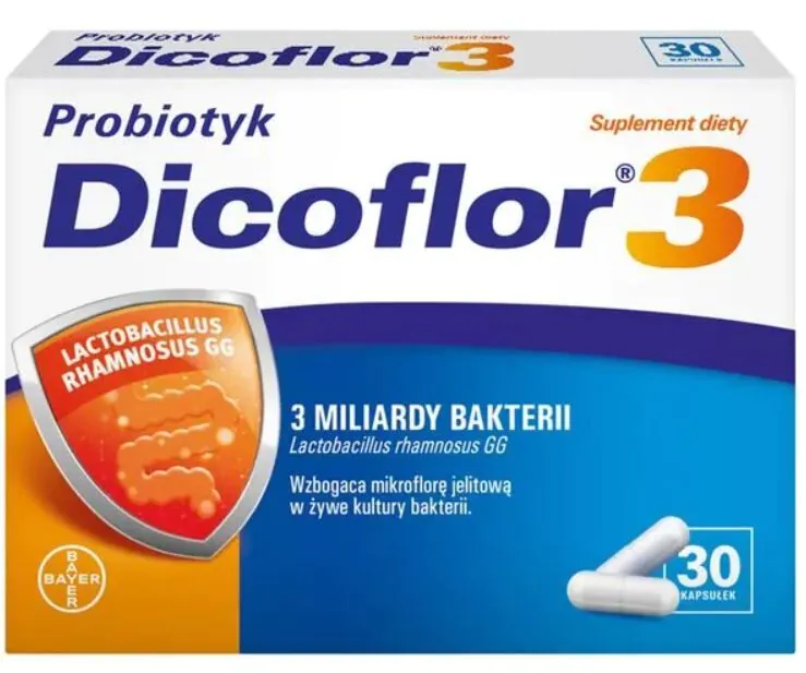 Dicoflor 3, Probiotyk dla dzieci od 3. roku życia i dorosłych, Kapsułki
