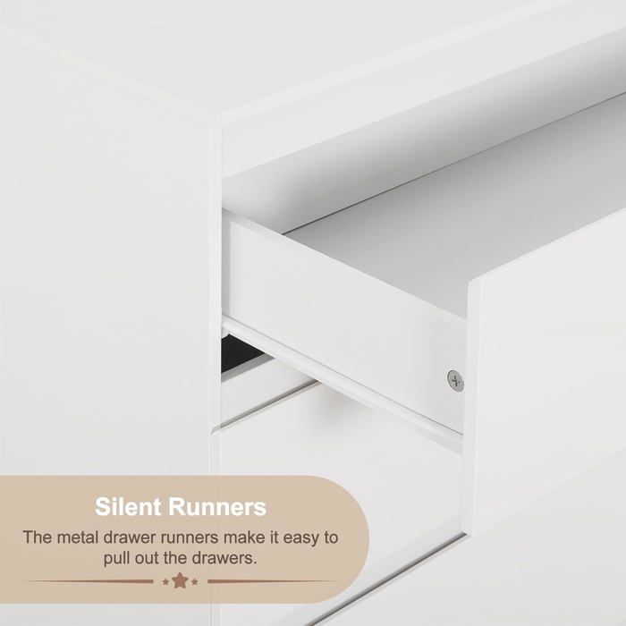 Cambiador WOLTU, cómoda cambiador para bebés con 4 cajones, MDF y madera de ingeniería, 80x75x109,2cm, blanco W0ETT0019