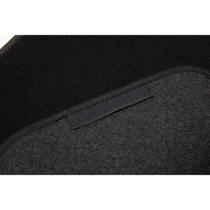 Tapis de Voiture - Universel - Ganse textile noire - Antidérapant - 4 Pièces : Avant + Arrière - Tapis de sol Auto