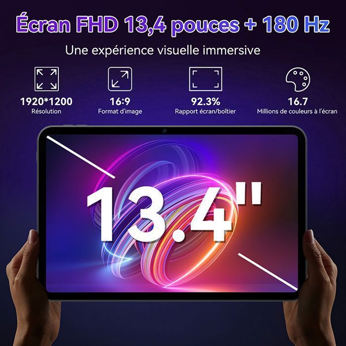 Tablet VekfulPC T60 Pro da 13,4 pollici, Android 15, 24 GB di RAM, 256 GB di ROM, IPS 1920×1200, Wi-Fi 5G, batteria da 10000 mAh, Widevine L1, con tastiera e stilo.