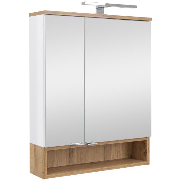 Szafka łazienkowa z Lustrem 60cm 2 Drzwi Biała NELLE