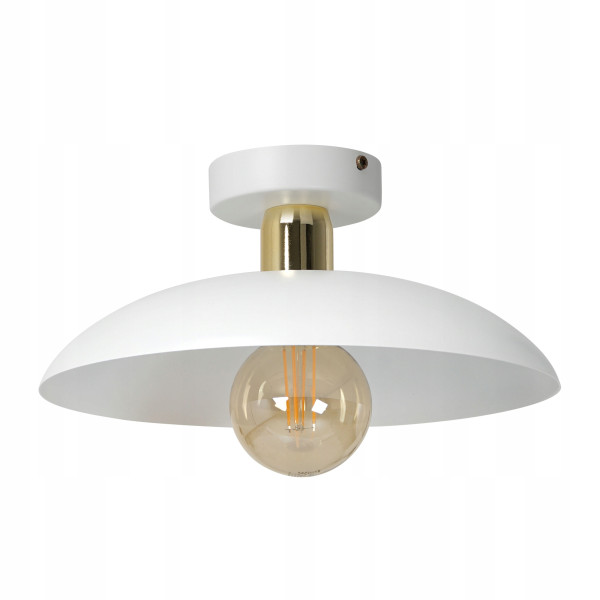 Lampa sufitowa plafon rami e27 biała złota metal klosz