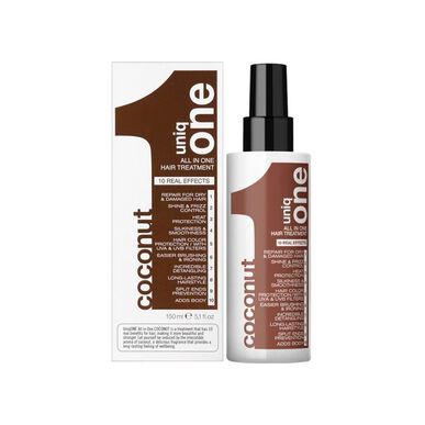 Revlon Uniq One All In One Treatment kookoshiussuihke kuiville ja vaurioituneille hiuksille 150 ml
