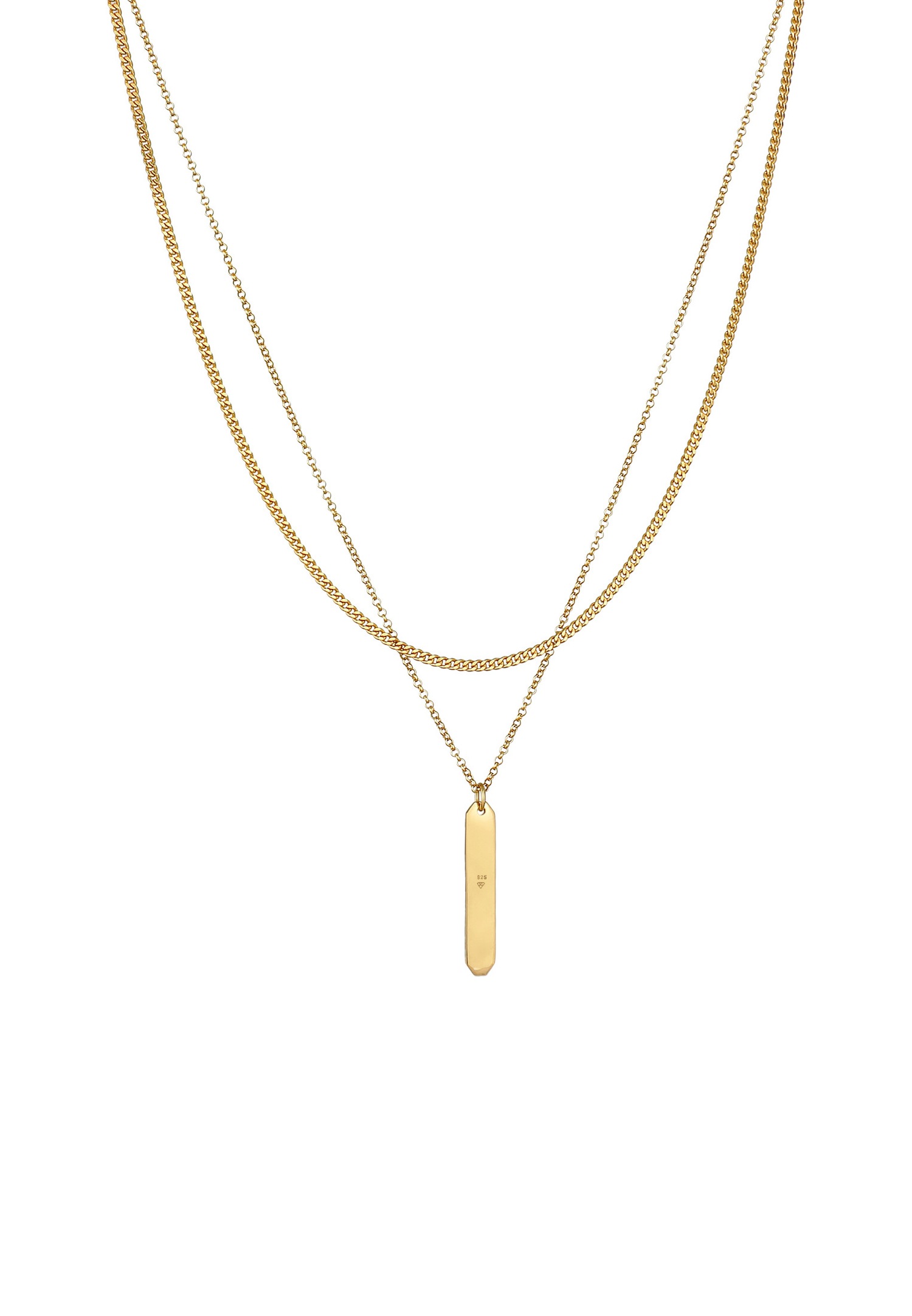 Elli Pendentif plaque de couche pour dames Geo Minimal Trend Classic en argent sterling 925 plaqué or