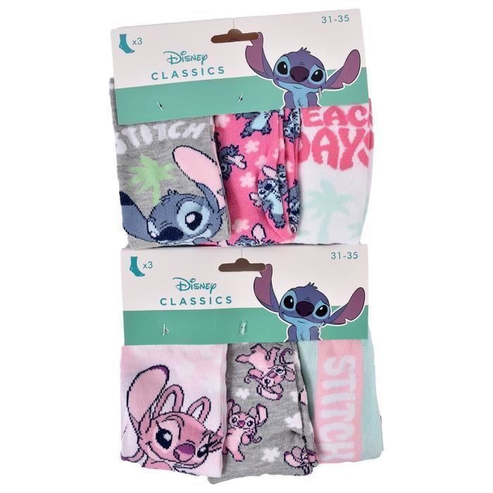 Calcetines - LILO Y STITCH - Pack para niñas - Rosa - 6 pares - Lavables a máquina