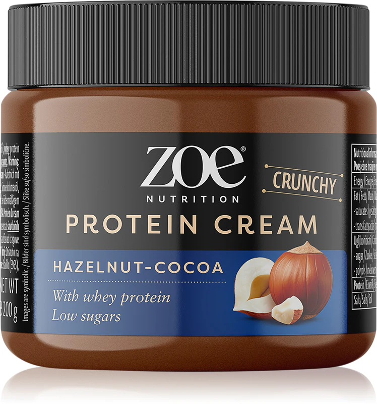 Creme proteico ZOE, suplemento alimentar crocante de manteiga de amendoim com proteínas.