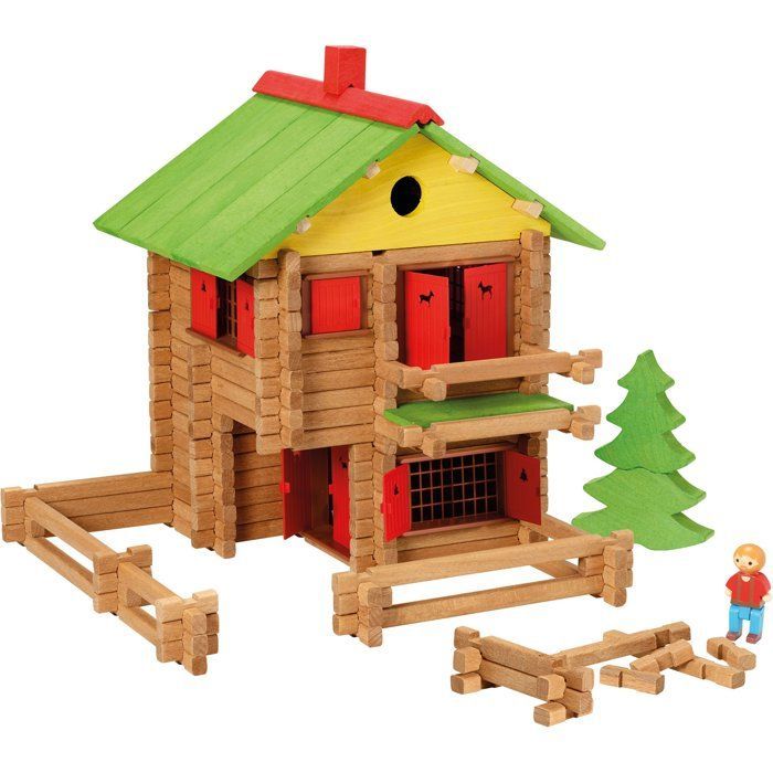 JEUJURA - Wooden Construction Set - My Wooden Chalet - 225 Pieces - Ages 5+