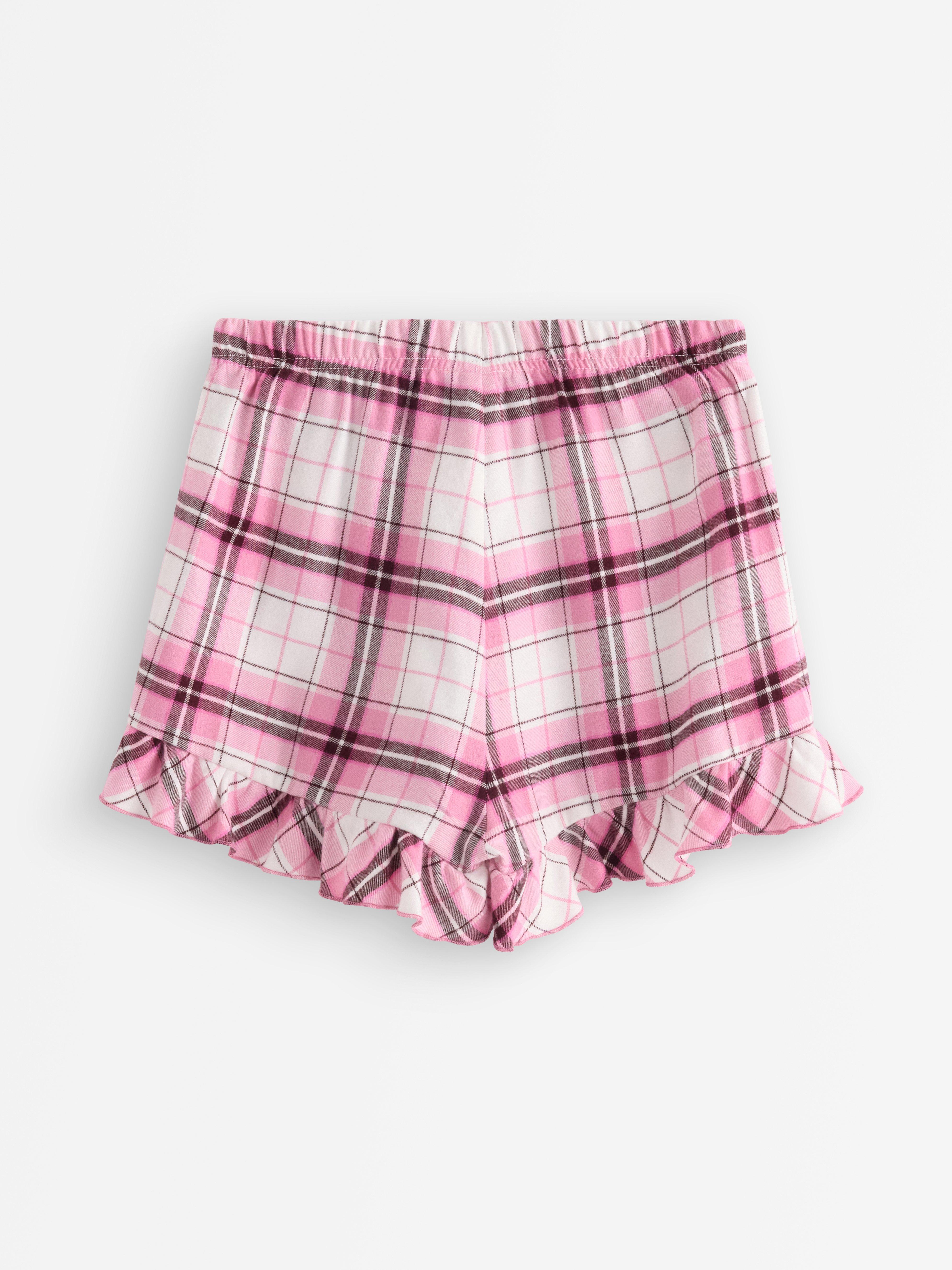 Pantaloni scurți de pijama din flanel roz