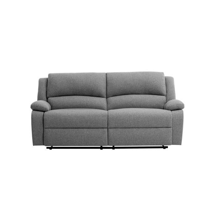 Canapé relax manuel 3 places avec 2 assises XXL LEO en tissu - Gris clair - L193 x P93 x H96cm - LOUNGITUDE