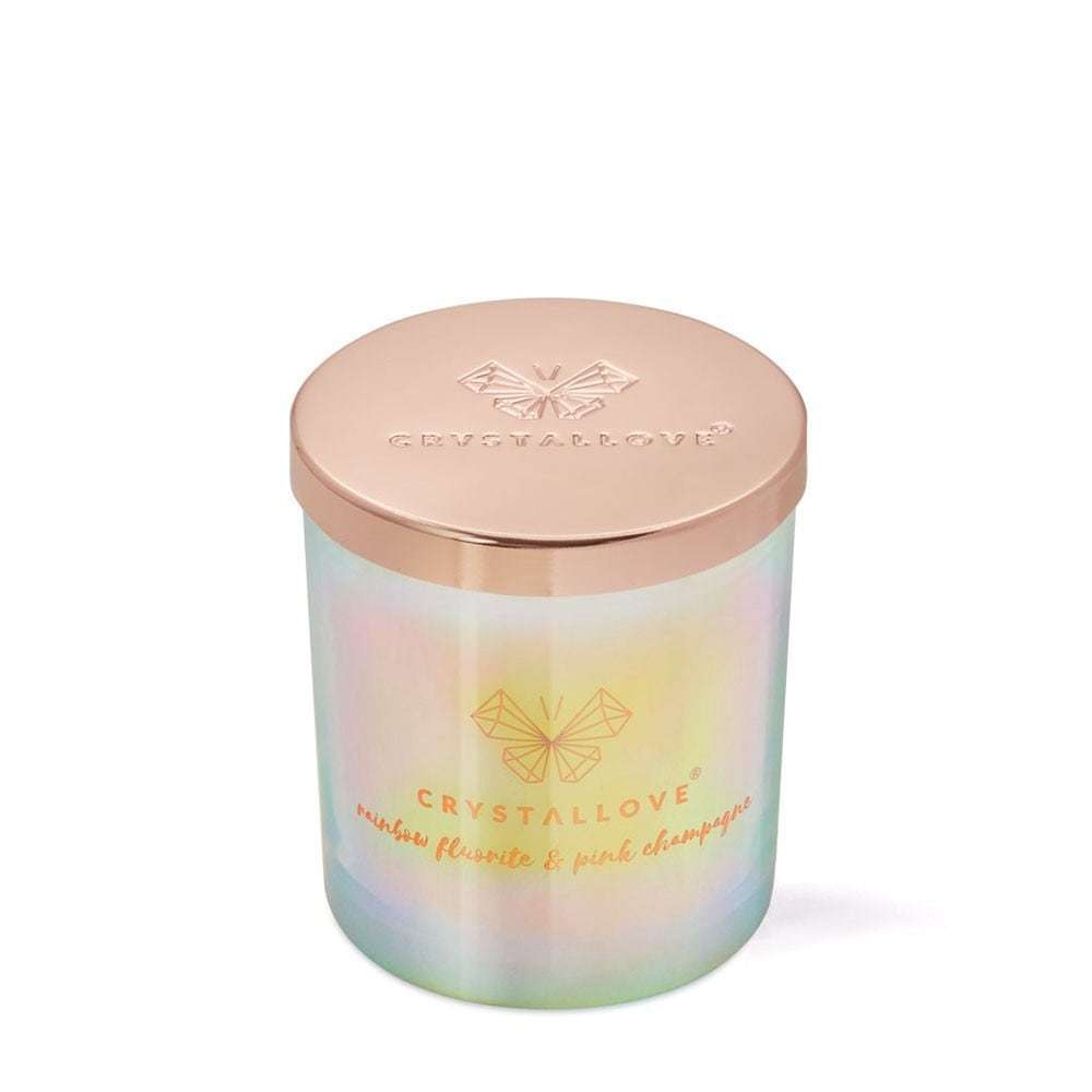 Sójová sviečka Crystallove Rainbow Fluorite a šampanské - 1 kus