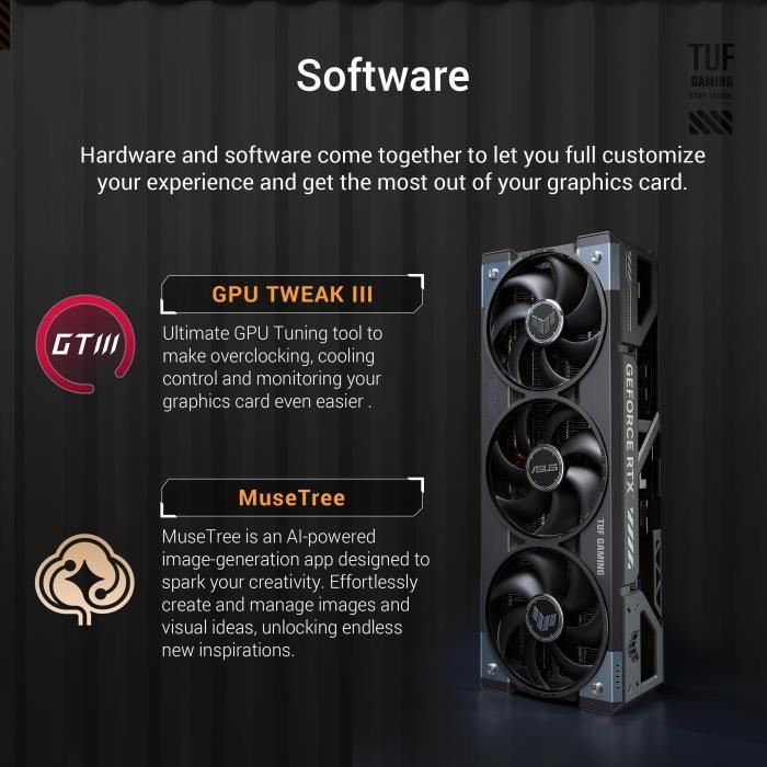 Carte graphique - ASUS - TUF-RTX5080-O16G-GAMING - GDDR7 - DLSS 4 - 16 Go