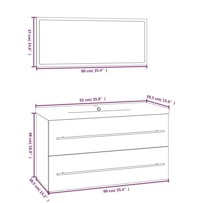 3152850 vidaXL 3-piece bathroom furniture set Sonoma oak